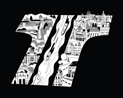 City / T-shirt illustration architecture art boat budapest city design illustration river screen printing textile design tisza tshirt urban vector