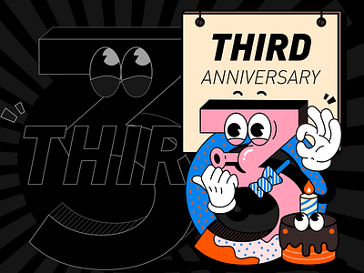 ANNIVERSARY 2d anniversary birthday illustration third