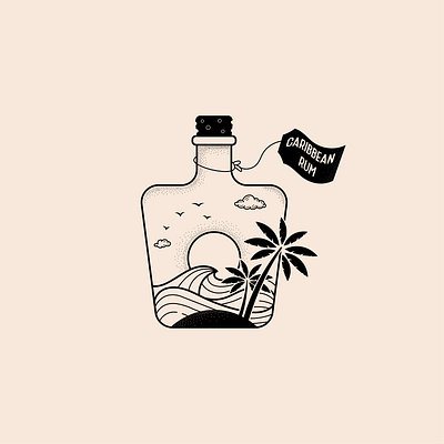 caribbean alcohol bar beach caribbean design icon illustration logo palm tree sand vector vintage