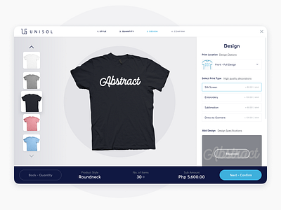 Unisol - Concept Design concept customize ordering tshirt uniforms web web design webapp webdesign website website concept website design