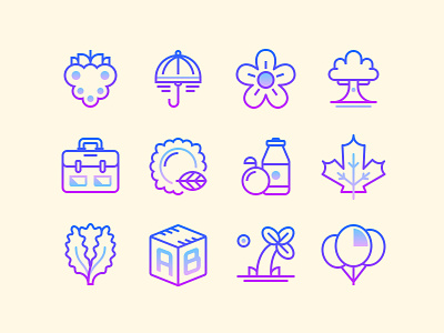 Gradient Line Autumn Icons autumn design design tools fall flat design gradient graphic design icon icon design icon pack illustration nature neon outline icons season ui ux vector vector art web design