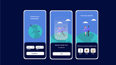 Teleportation adobe xd challenge design fun illustration mobile app teleportation travel xddailychallenge