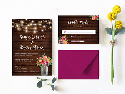 Wedding Invitations - Rustic Romance Ya’ll brides envelope event design events fall fall wedding floral invitations invites paper print rustic save the date savethedate wedding wedding invitation wedding invite wedding invites weddings