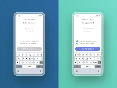 Password Validation create account form ios password pill button process sign up ui ui design ux ux design validation work sans work sans font