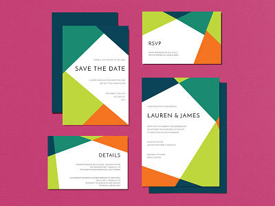 Wedding Invitations - Geometric Modern bold clean colorful envelope geometric invitations invite invites modern paper print save the date savethedate snail mail stationery wedding wedding card wedding invitation wedding invite weddings
