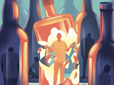 Alcohol character conceptual digital editorial folioart illustration kouzou sakai medical texture