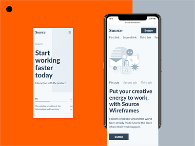 Mobile Layouts from Source Wireframe Kit design figma illustration prototype sketch ui ui kit ux ux kit web design