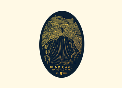 Wind Cave National Park badge badge design badges blue branding design gold illustration line art logo travel
