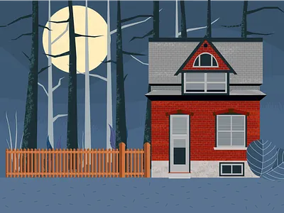 House in a haunted forest illustration vector