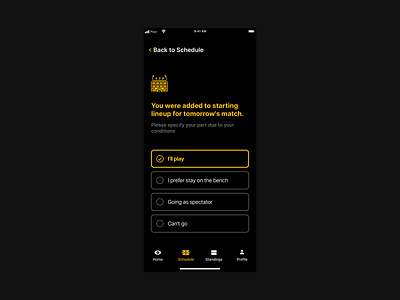 Team Management Application Dark Mode animation app appdesign dark mode dark ui design football interface ios light mode lightness switch team management