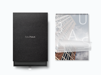 Calendar bauhaus branding building calendar design mockup photoshop present typography