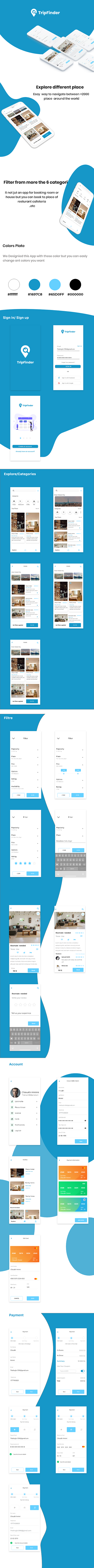 TripFinder Hotel Booking ui design adobe xd app app design booking app design flat free travel app ui ui kits ux