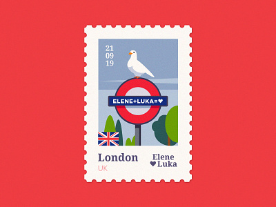 London 🇬🇧 anano bird flat greatbritain illustration london pigeon post poster stamp texture uk wedding