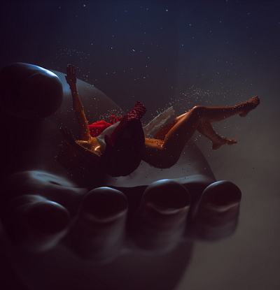Falling 3d art 3d artist body concept concept art girl character hand underwater water