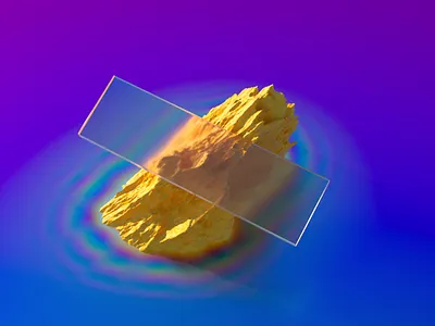 Isolation 3d abstract art c4d glass iridescent neon rock science
