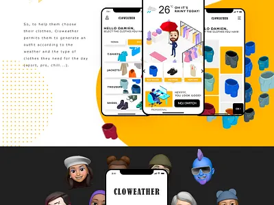 Cloweather - UI Design Weather & Clothes App animoji app clothes ios isometric memoji weather