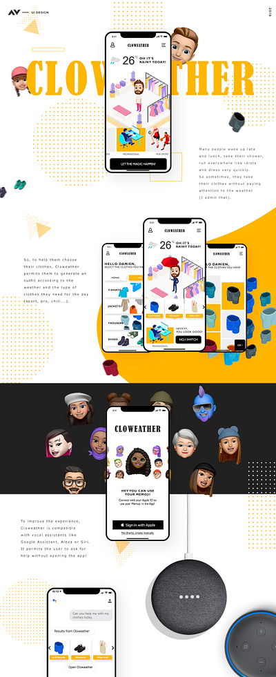 Cloweather - UI Design Weather & Clothes App animoji app clothes ios isometric memoji weather