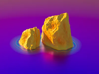Los Peñónes 3d c4d formation illustration iridescent neon roca rock