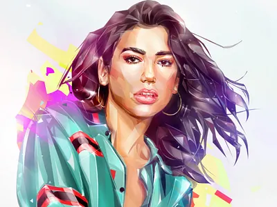 Dua Lipa. Grammy 2019. illustration portrait