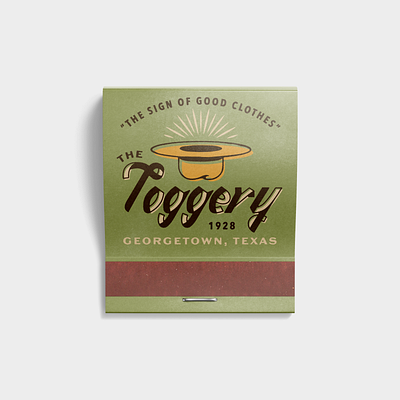 The Toggery branding clothing hat illustration logo matchbook texas type typography