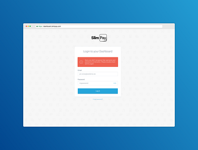 SlimPay Dashboard - Log in app b2b blue dashboard dashboard ui fintech log in login uiux