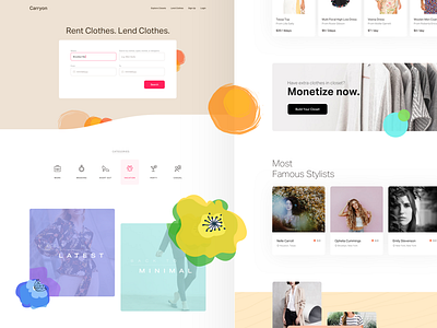 Caryon Landing Page clean clothing fashion landing minimal rental ui ux women