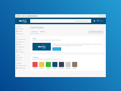 SlimPay Dashboard - Customization app b2b blue customization dashboard fintech theme theming ui ux