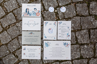 Ancsa & Peti design figurative flower illustration stationery vector wedding
