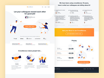 CrowdBonus Landing page redesign design flat friendly icon illustration landing minimal ui ux vector web