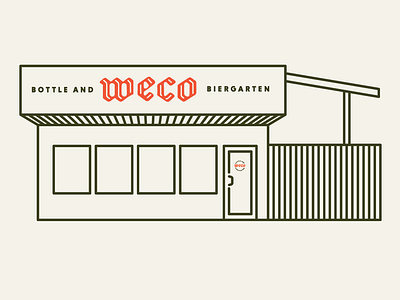 WECO Biergarten Signage bar beer beer garden blackletter branding building building illustration german illustration monoline signage