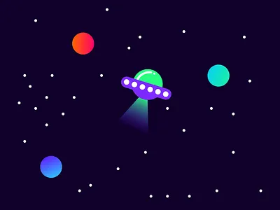 UFO design flat illustration landscape space spaceship vector