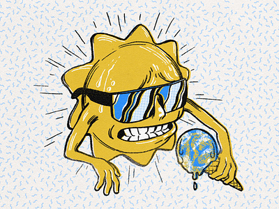 NOT COOL 1980s 80s 90s blue branding comic comic art earth halftone ice cream illustration nature retro retro art screenprint screentone sunglasses texture yellow