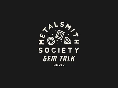 Metalsmith Society Gem Talk badge branding crest detail gems illustration jewelery jewelry lettering lockup logo metal typography