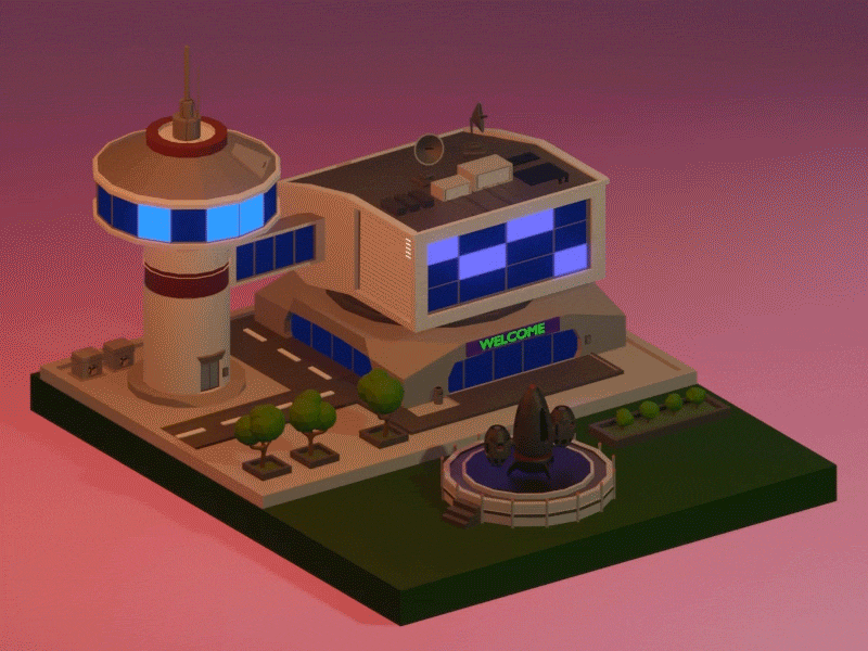 Low Poly Rocket Launch 3d 3d animation 3d art animation app building flight illustration launch low poly lowpoly rocket startup station tech tower