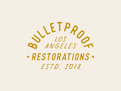 Bulletproof Restorations badge branding bulletproof car lettering lockup logotype los angeles stamp tuning typography vector