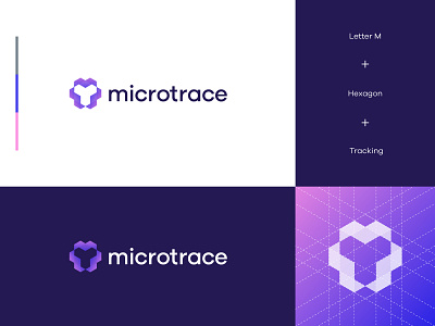 Microtrace brandmark debut design hexagon icon logo design logodesign money tracking app vector