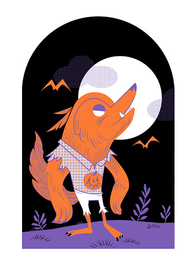 werewolf art character design design halftone halloween illustration illustrator vector werewolf