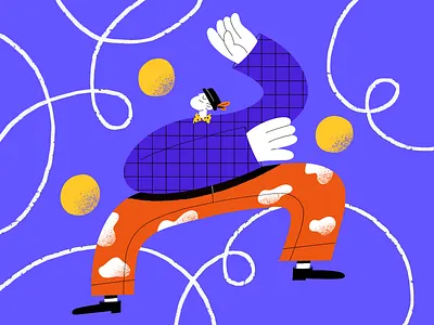 Dancing with myself art character color dance dancing drawing happy hat illustration man party procreate relax