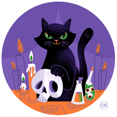 tarot cat art cat character design design halloween illustration illustrator photoshop skull tarot vector