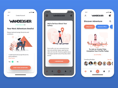 Travel Different with Wandergier (coming soon) app design dashboard illustration inspiration mobile app mobile ui travel app ui design uiux undraw user experience user interface ux design