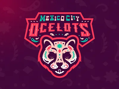 Mexico City Ocelots day of the dead design esports football grunge illustrator logo london m7d ocelot skull sports