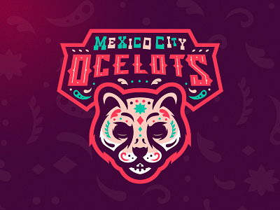 Mexico City Ocelots day of the dead design esports football grunge illustrator logo london m7d ocelot skull sports