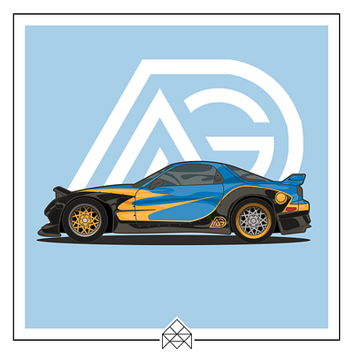 Mazda RX7 Ahmed Garage Edition abstract abstract design abstraction architechture design flat illustration logo modern symmetric symmetrical symmetry