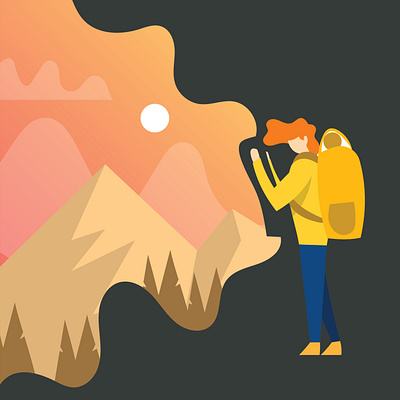 World Tourism Day Special. background backpacker day design destination female girl graphic happy holiday isolated landscape map mountain nature set summer traveller travelling trekking