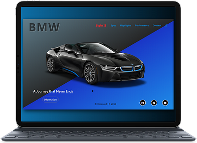 BMW I8 design landing page ui web