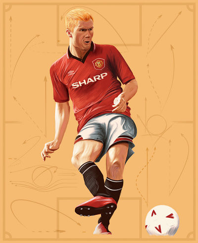 Scholes anatomy artwork ball brush design drawing feet football graphic graphics illustration legs photoshop poster realism sport