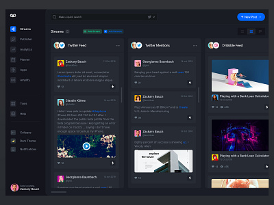 Social Media Management Application app application comment dashboard design feed follow kanban media post social tool twitter ui ux