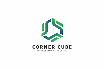 Corner Cube Logo abstract aplications app application architecture brand branding business construction corporate engineering factory green hardware hexagon identity industry logo logotype pixel