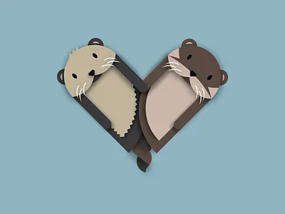 Otterly Beautiful animal design graphic design icon illustration logo otters vector weekly warm up
