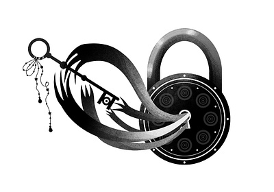 Chapter Header 7 blackandwhite childrens book illustration demon hands illustration key lock lock and key photoshop texture